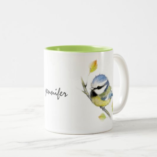 Mok van gepersonaliseerde blauw-vogelgriep (Voorkant rechts)