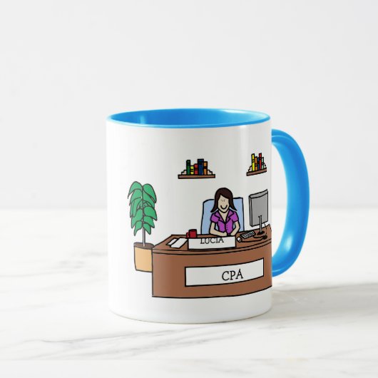 Mok van gepersonaliseerde cartoon - Boekhouding of (Voorkant rechts)