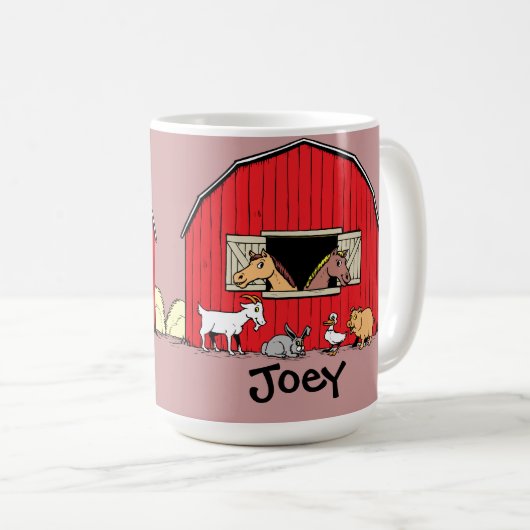 Mok van gepersonaliseerde zuigerstang en dieren (Voorkant rechts)