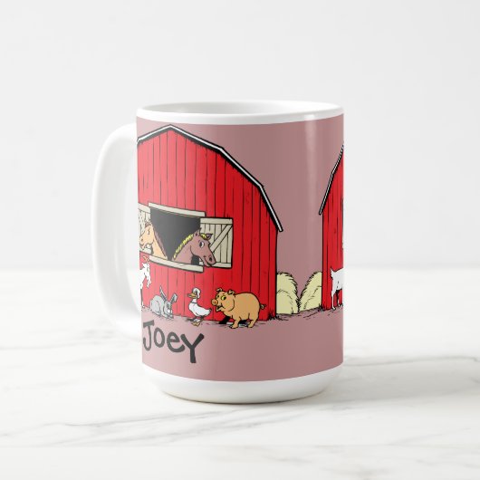 Mok van gepersonaliseerde zuigerstang en dieren (Voorkant links)