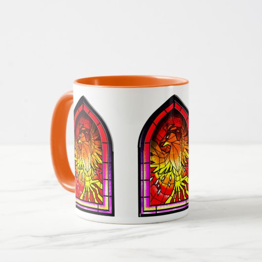Mok van gestamineerd glas Phoenix (Voorkant links)