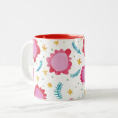 Mok van geverfde bloemen rode tweetone (Voorkant links)
