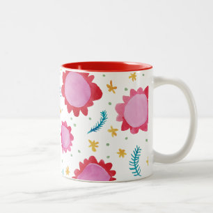 Mok van geverfde bloemen rode tweetone