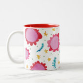 Mok van geverfde bloemen rode tweetone (Links)