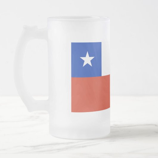 Mok van glas, bevroren, met Chileense vlag (Links)