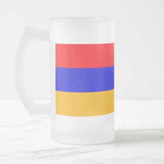 Mok van glas, bevroren, met vlag van Armenië (Links)