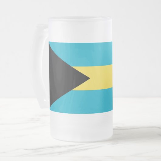 Mok van glas, bevroren, met vlag van Bahama's (Voorkant links)