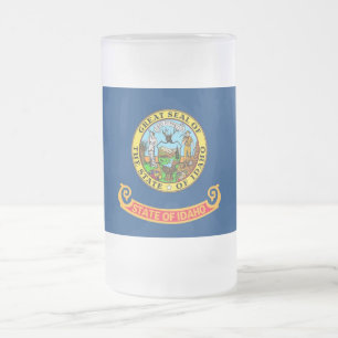 Mok van glas, bevroren, met vlag van Idaho, Vereni