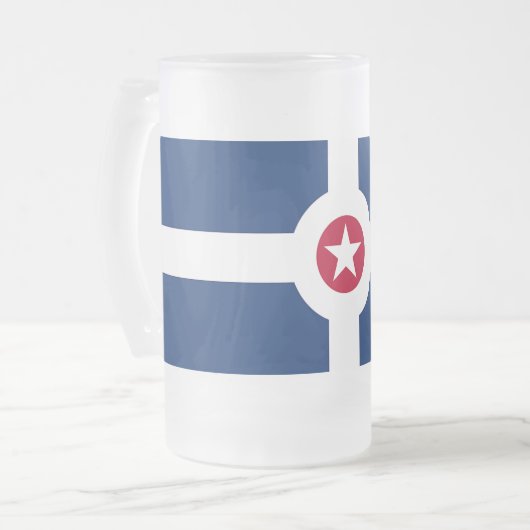 Mok van glas, bevroren, met vlag van Indianapolis, (Voorkant links)