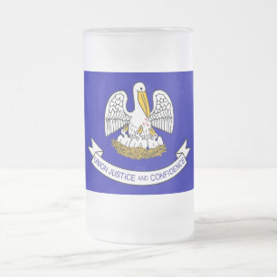 Mok van glas, bevroren, met vlag van Louisiana, Ve