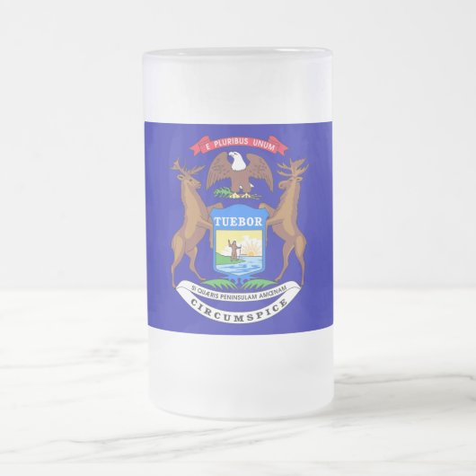 Mok van glas, bevroren, met vlag van Michigan (Center)
