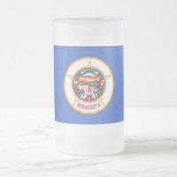 Mok van glas, bevroren, met vlag van Minnesota