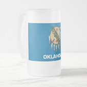 Mok van glas, bevroren, met vlag van Oklahoma, Ver (Voorkant links)