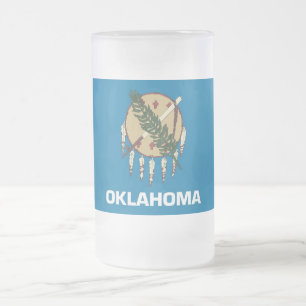Mok van glas, bevroren, met vlag van Oklahoma, Ver