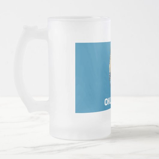 Mok van glas, bevroren, met vlag van Oklahoma, Ver (Links)