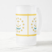 Mok van glas, bevroren, met vlag van Rhode Island, (Voorkant rechts)