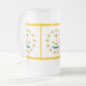 Mok van glas, bevroren, met vlag van Rhode Island, (Voorkant links)