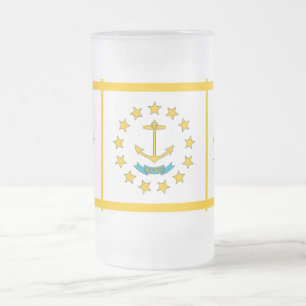 Mok van glas, bevroren, met vlag van Rhode Island,