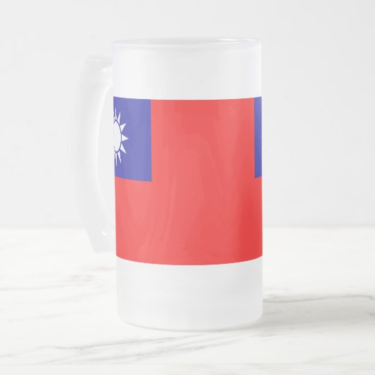 Mok van glas, bevroren, met vlag van Taiwan (Voorkant links)