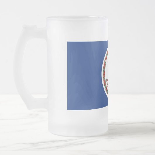 Mok van glas, bevroren, met vlag van Virginia, Ver (Links)