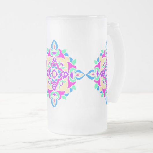 Mok van glas met Rangoli Pattern (Voorkant rechts)