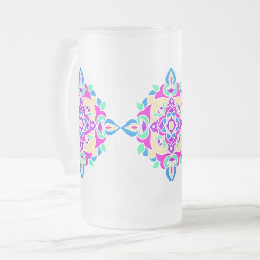Mok van glas met Rangoli Pattern (Voorkant links)