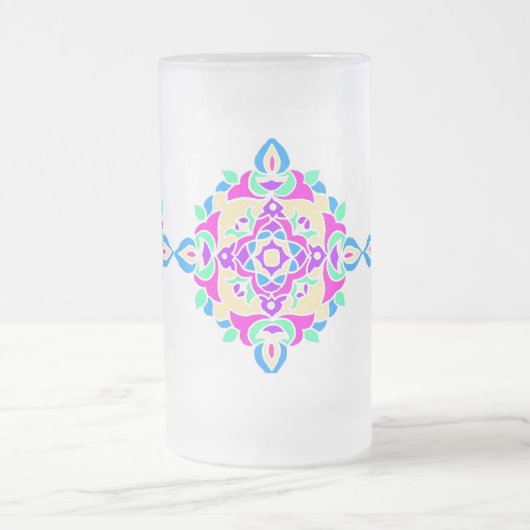 Mok van glas met Rangoli Pattern (Center)