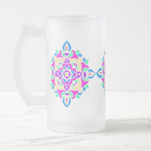Mok van glas met Rangoli Pattern (Links)