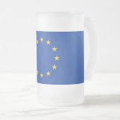 Mok van glas met vlag van Europa, bevroren (Voorkant rechts)