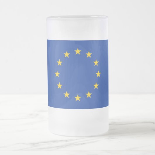 Mok van glas met vlag van Europa, bevroren (Center)