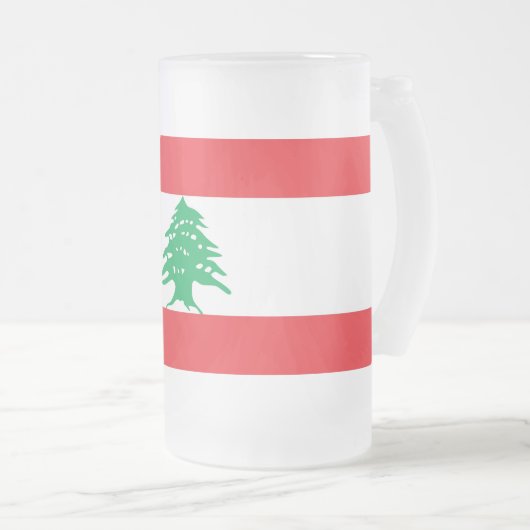 Mok van glas met vlag van Libanon, bevroren (Voorkant rechts)