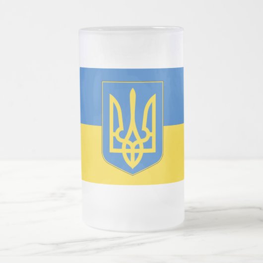 Mok van glas met vlag van Oekraïne, bevroren (Center)