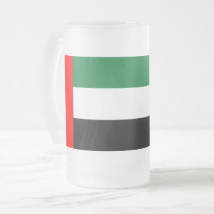 Mok van glas, voorgekookt, met de vlag van UAE