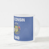 Mok van glas, voorgekookt, met vlag Wisconsin (Voorkant rechts)
