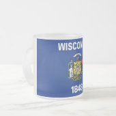 Mok van glas, voorgekookt, met vlag Wisconsin (Voorkant links)