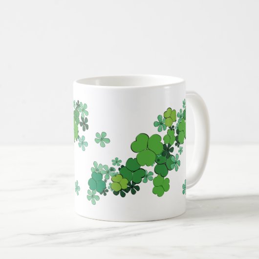 Mok van groene shamrocks en Daisies (Voorkant rechts)