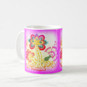 mok van groovy hippie-achtige palmboomkoffie (Voorkant links)