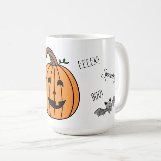 Mok van Halloween Bat en Pumpkin Coffee (Voorkant rechts)