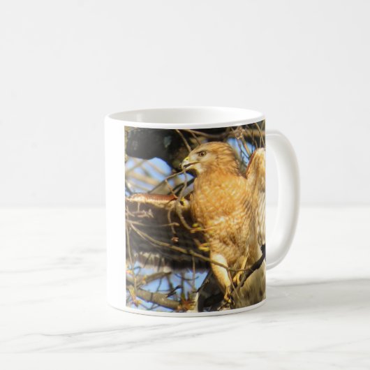 Mok van Hawk Coffee met rode schouders (Voorkant rechts)