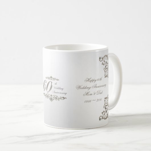Mok van het 60ste Diamond Wedding Jubileum (Voorkant rechts)