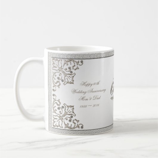 Mok van het 60ste Diamond Wedding Jubileum (Links)