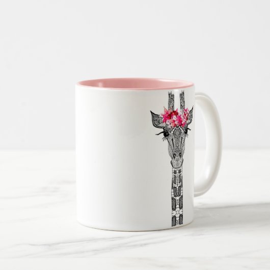 Mok van het dubbel gebrande giraf met bloemkroon (Voorkant rechts)