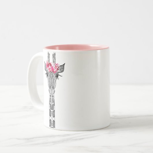 Mok van het dubbel gebrande giraf met bloemkroon (Voorkant links)