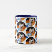 Mok van het moderne Pet Photo Blue Paw Print Patte (Midden)