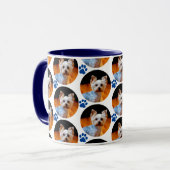 Mok van het moderne Pet Photo Blue Paw Print Patte (Voorkant links)