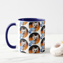 Mok van het moderne Pet Photo Blue Paw Print Patte