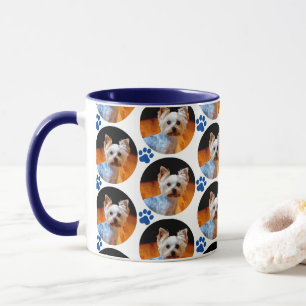Mok van het moderne Pet Photo Blue Paw Print Patte