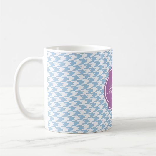 Mok van het monogram platzure Blue Houndstooth (Links)