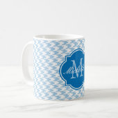 Mok van het monogram platzure Blue Houndstooth (Voorkant links)