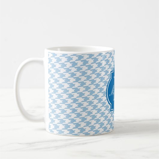 Mok van het monogram platzure Blue Houndstooth (Links)